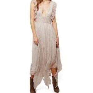 NWT FREE PEOPLE MY ANTONIA PLUNGE NECK DRESS IN BALLET COMBO